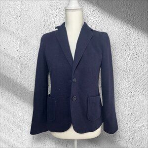 TALBOTS Navy Knit Blazer Jacket Size 2 Petite